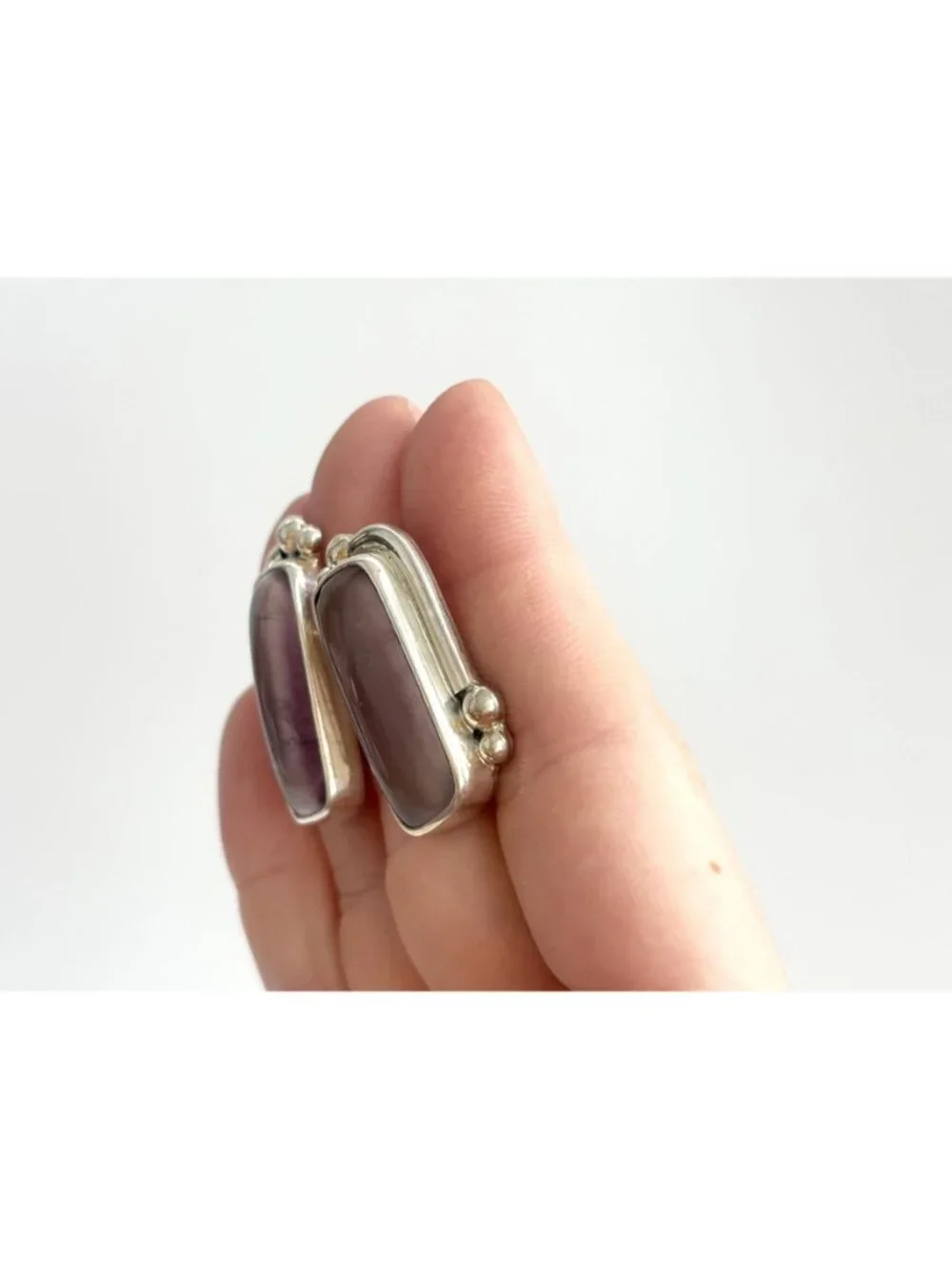 Amy Kahn Russell Amethyst Gemstone SW Vintage Sterling Silver 925 Stud Earrings